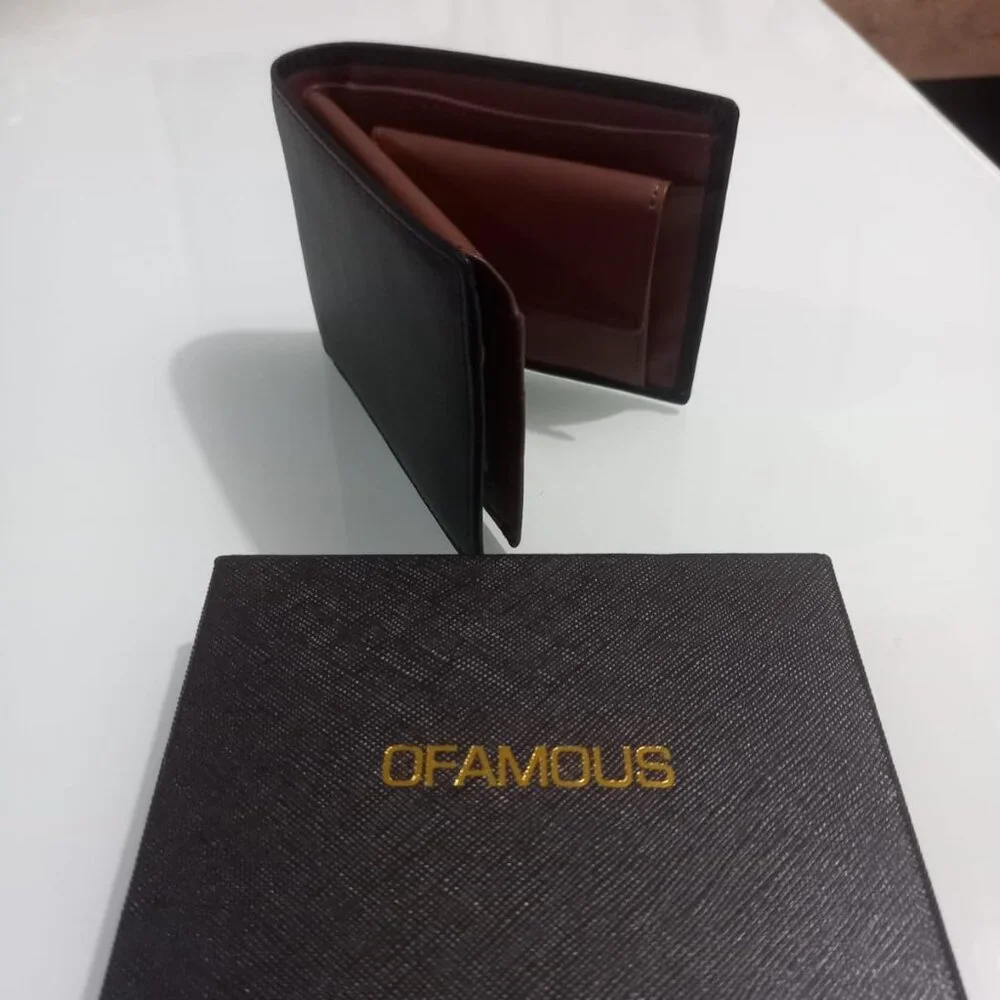 Men's Leather Wallet with Coin Pocket Flip Up ID Window RFID